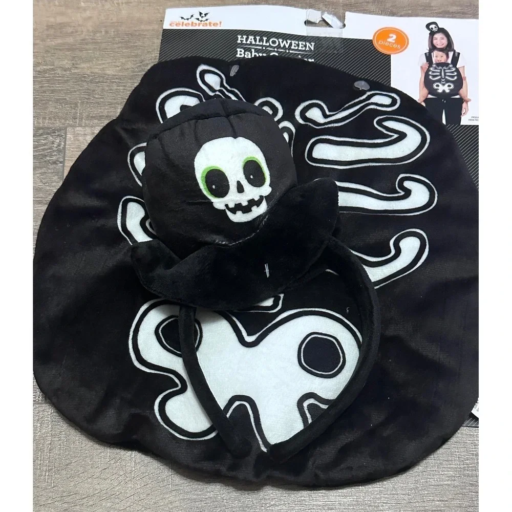 Halloween Carrier Skeleton Costume 2pc Set Black White NWT